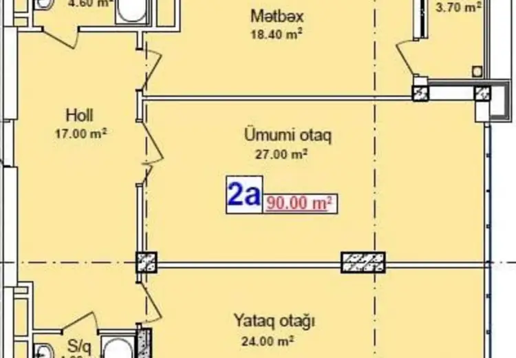 2 otaqlı mənzil Satılır, Rəsulzadə qəs., Binəqədi, Bakı