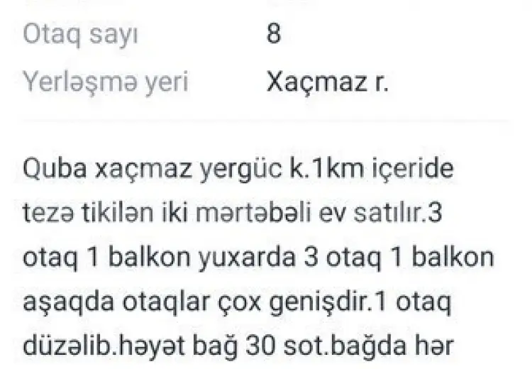 3 otaqlı mənzil , Xaçmaz