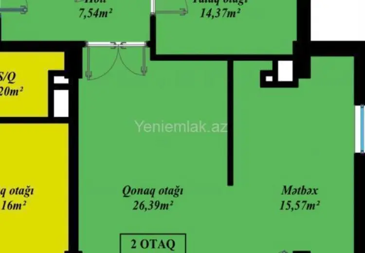 2 otaqlı mənzil Satılır, Yasamal qəs., Nizami, Bakı