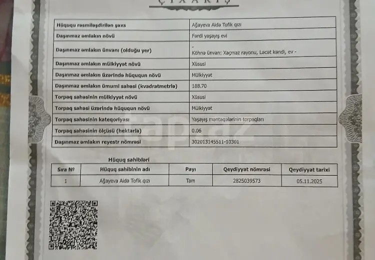 3 otaqlı mənzil , Xudat