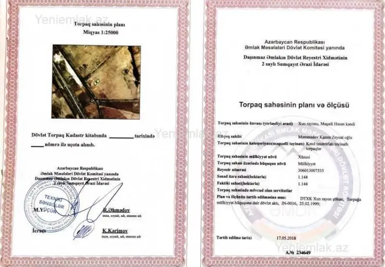 500 sot Torpaq Satılır, Xızı