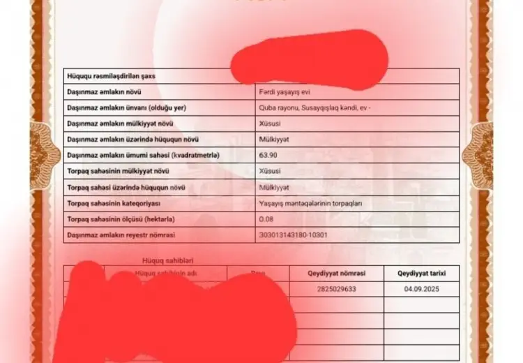 4 otaqlı mənzil , Quba