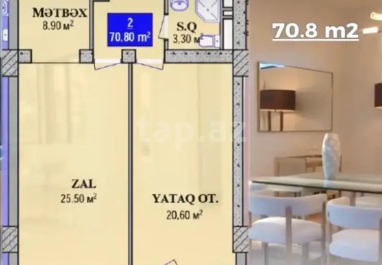 2 otaqlı mənzil , Bakı