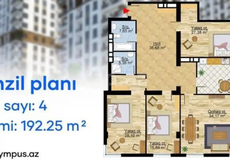 4 otaqlı mənzil , Bakı