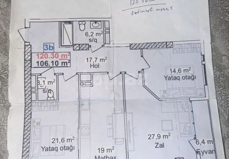 3 otaqlı mənzil , Bakı