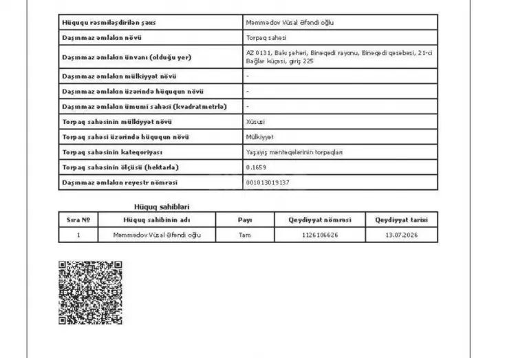 3.2 sot Torpaq Satılır, Goradil, Abşeron