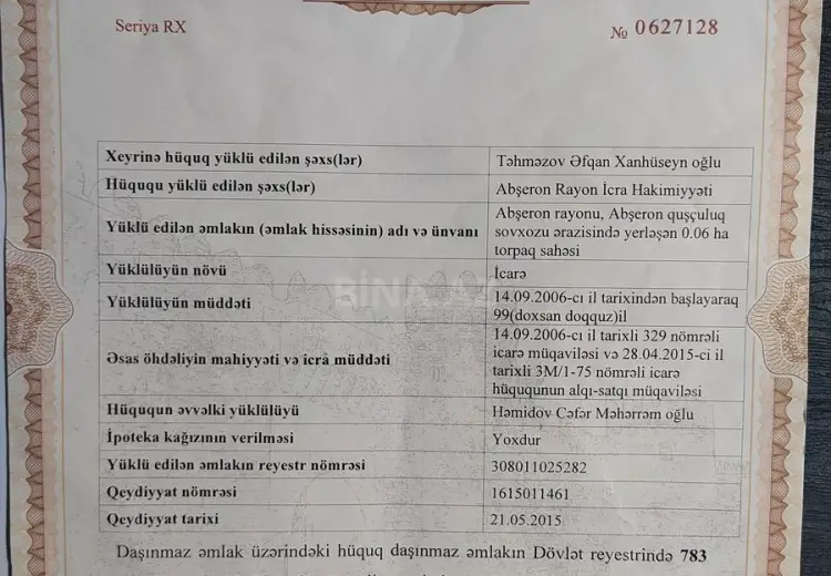 6 sot Torpaq Satılır, Hövsan qəs., Suraxanı, Bakı
