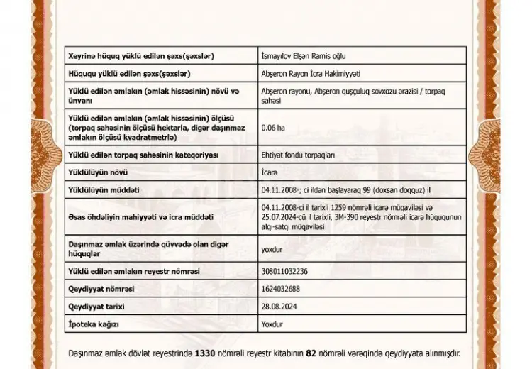6 sot Torpaq Satılır, Binə qəs., Xəzər, Bakı