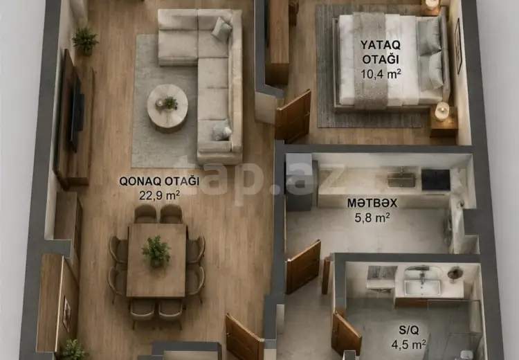 2 otaqlı mənzil , Bakı