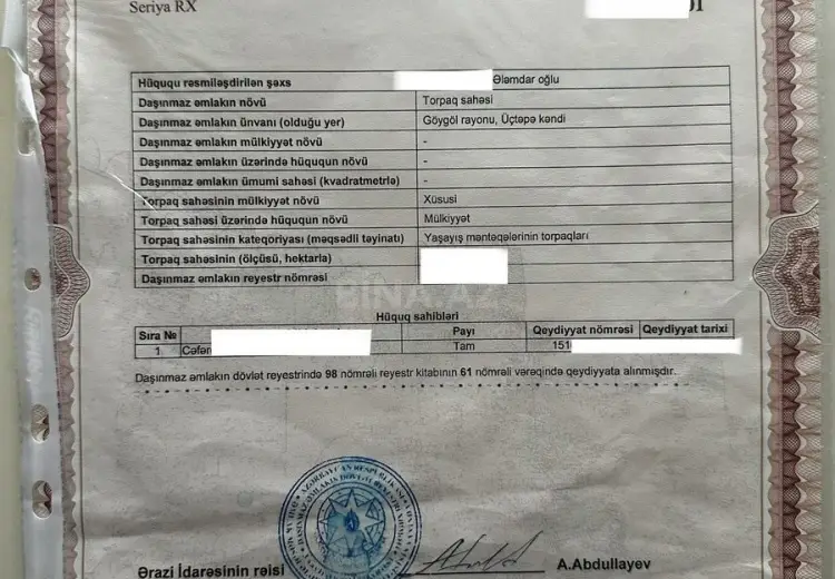 31 sot Torpaq Satılır, Göygöl