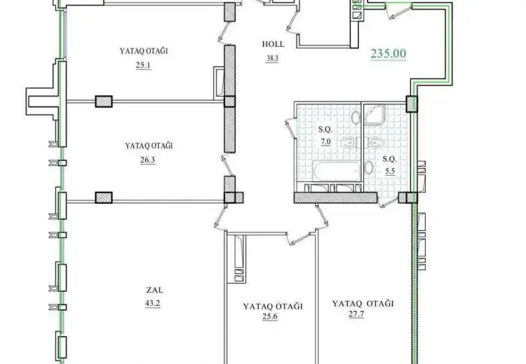 5 otaqlı mənzil Satılır, Yasamal, Bakı