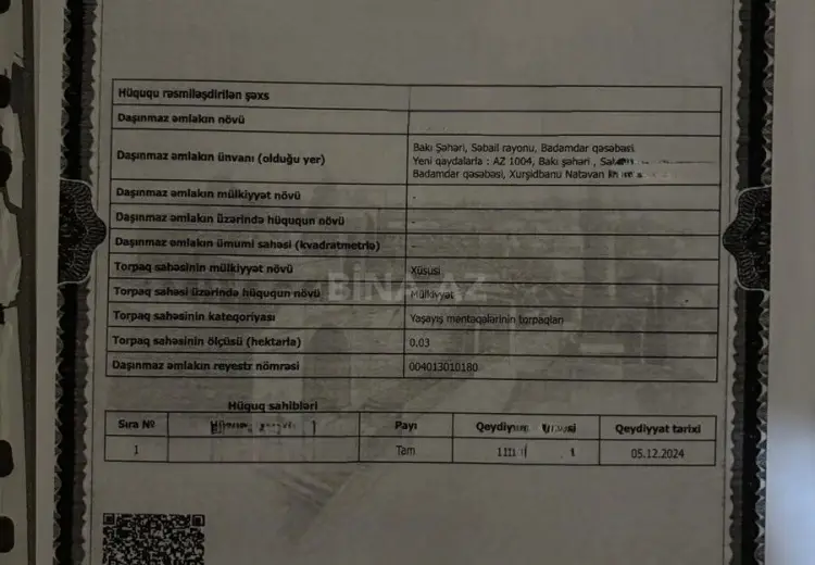3 sot Torpaq Satılır, Badamdar qəs., Səbail, Bakı