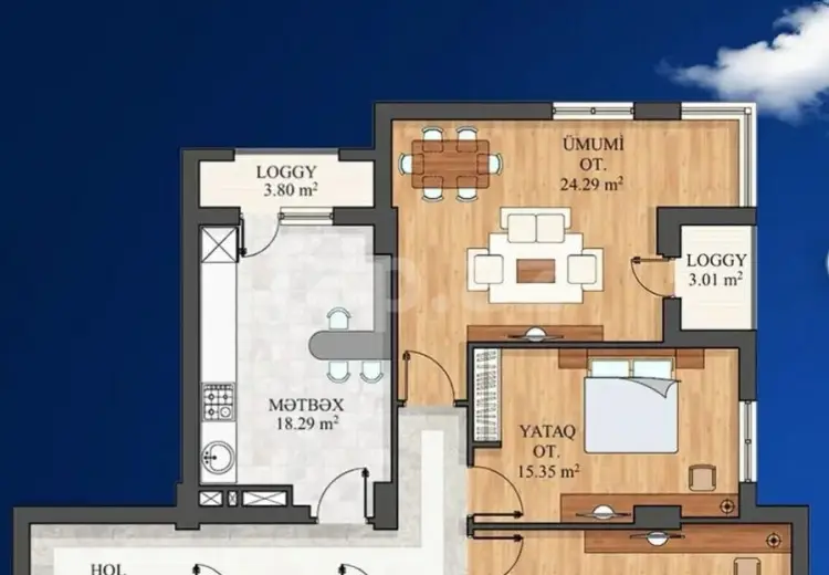 3 otaqlı mənzil , Bakı