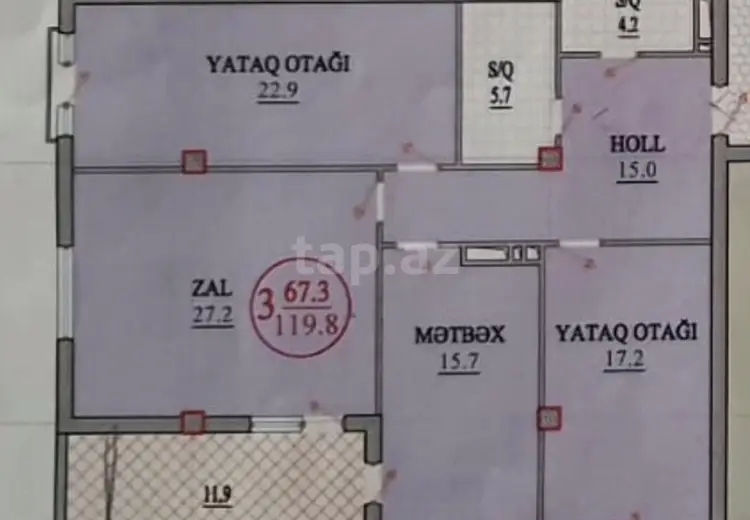 3 otaqlı mənzil , Bakı