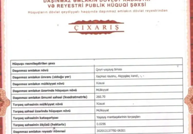 260 m² Obyekt / Ofis Satılır, Xaçmaz