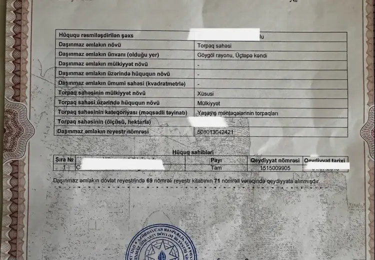 32 sot Torpaq Satılır, Göygöl