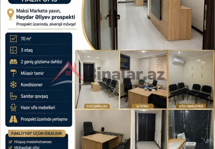 70 m² Obyekt / Ofis Kirayə (aylıq), Gəncə