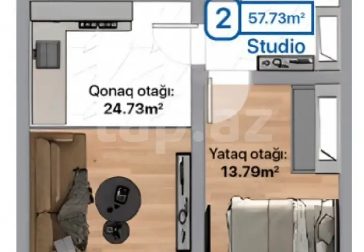 2 otaqlı mənzil , Bakı