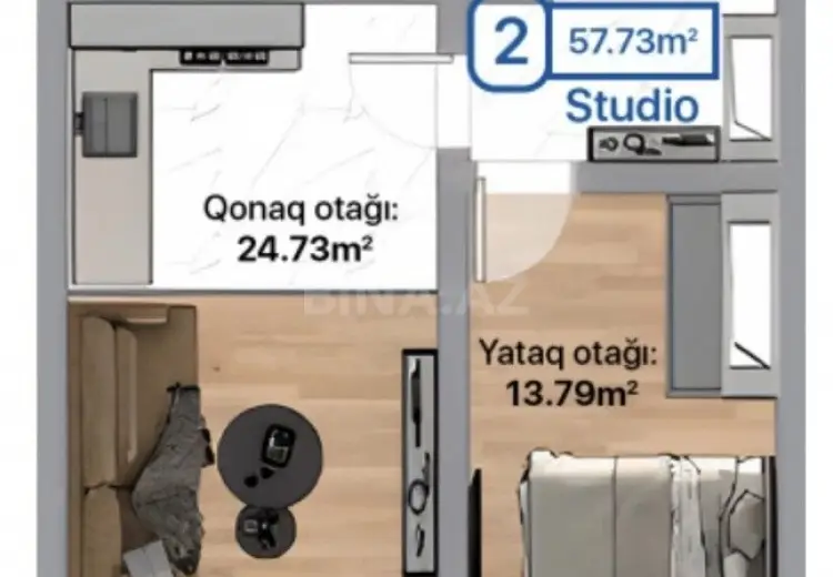 2 otaqlı mənzil Satılır, Xırdalan