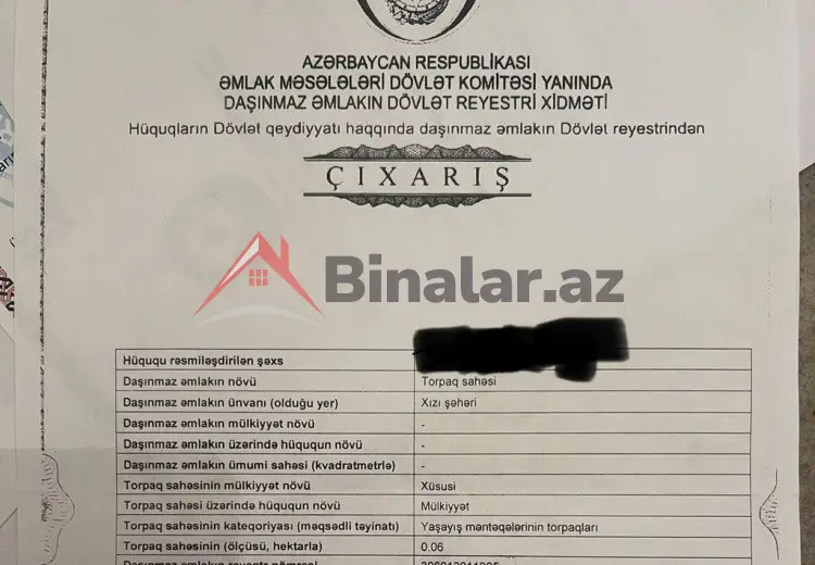 6 sot Torpaq Satılır, Xızı