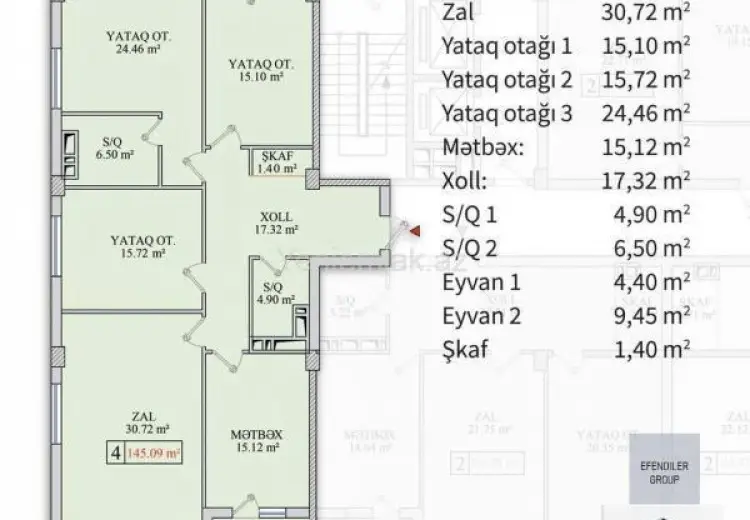 315 000 AZN - 4 otaqlı mənzil Satılır, Bakıxanov qəs., Sabunçu, Bakı