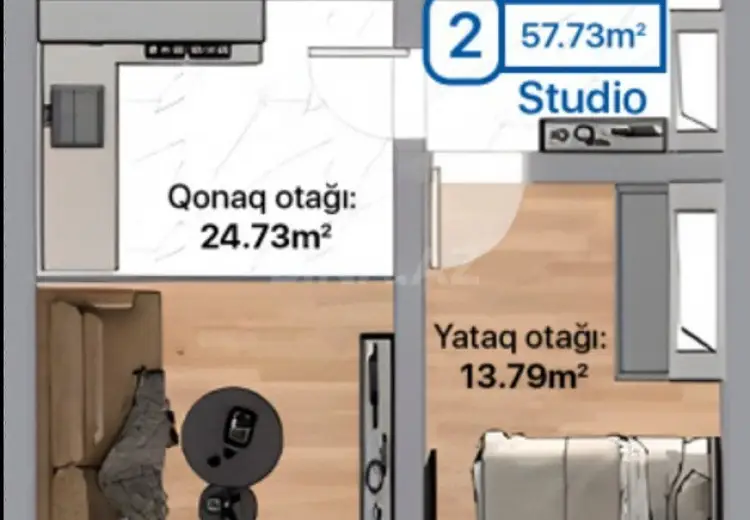 2 otaqlı mənzil Satılır, Abşeron