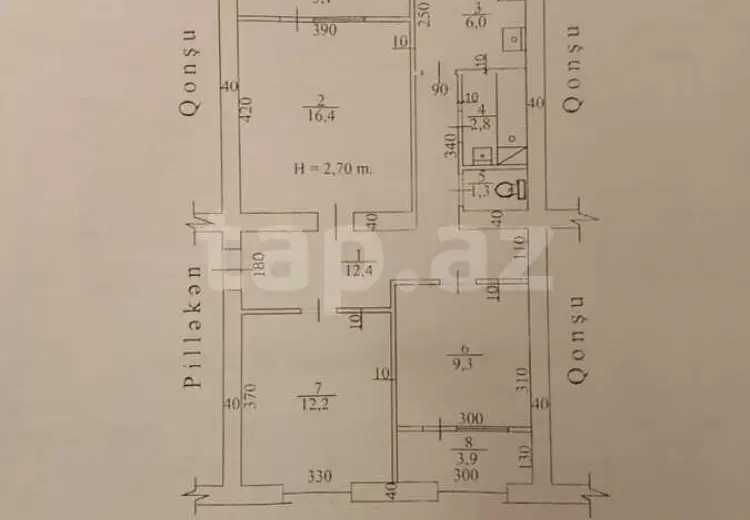 3 otaqlı mənzil , Şirvan