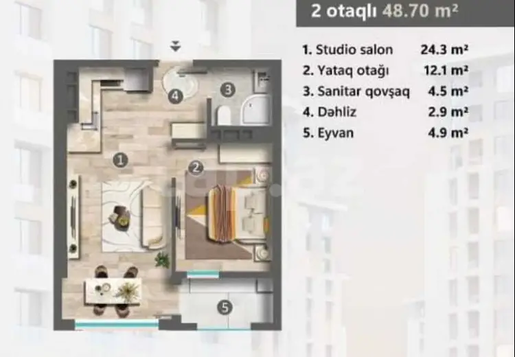 2 otaqlı mənzil , Sumqayıt