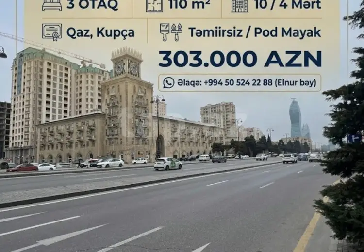 3 otaqlı mənzil , Bakı