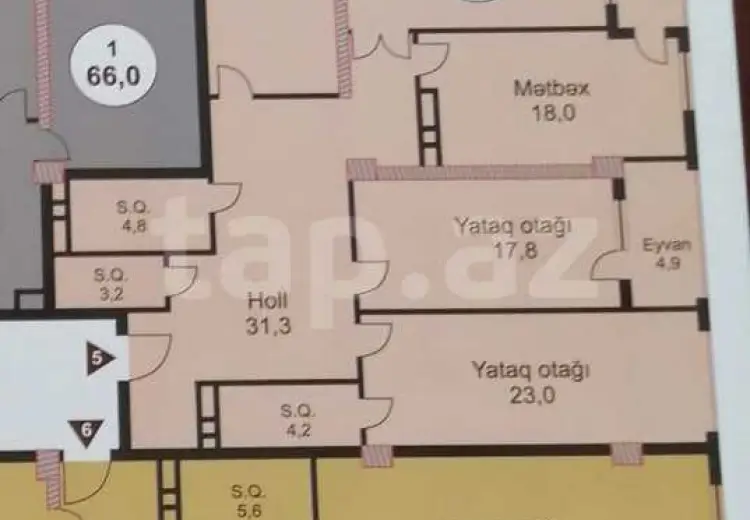 4 otaqlı mənzil , Nəsimi, Bakı