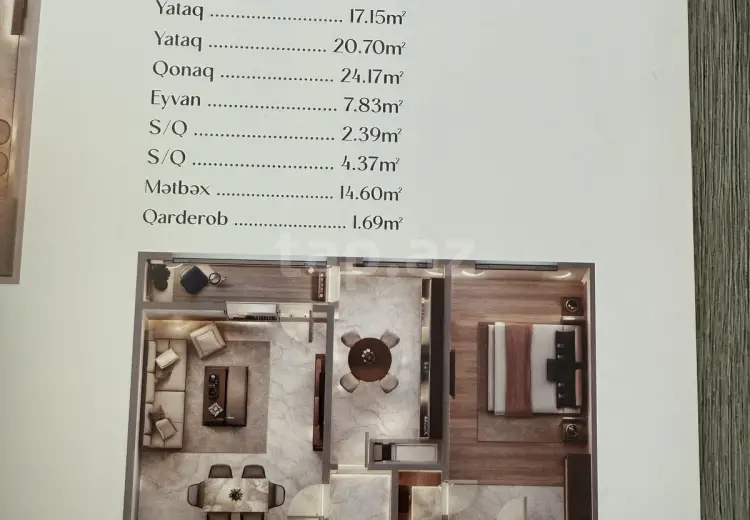3 otaqlı mənzil , Xırdalan