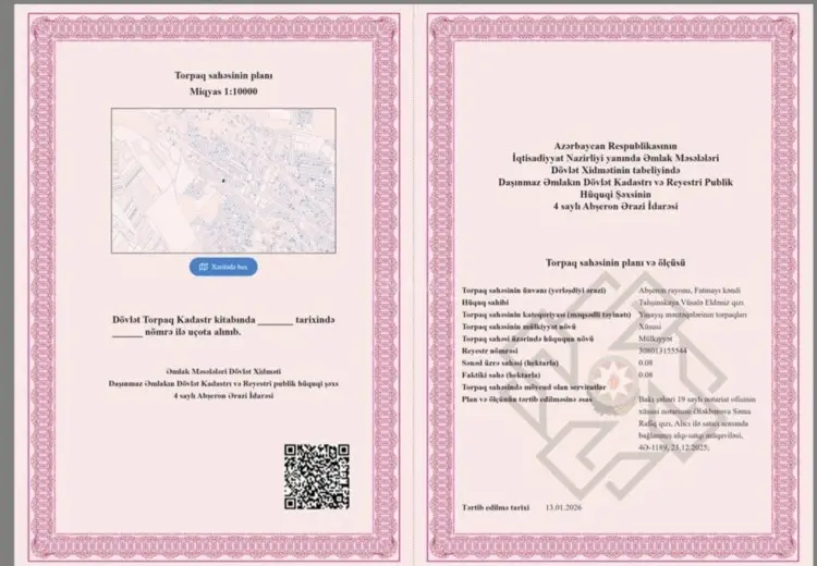8 sot Torpaq Satılır, Fatmayı, Abşeron