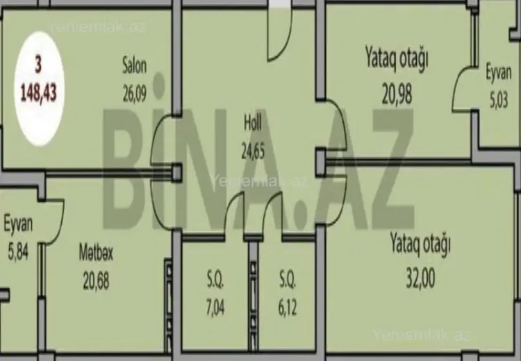 380 000 AZN - 3 otaqlı mənzil Satılır, Nərimanov, Bakı