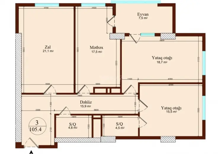 3 otaqlı mənzil Satılır, Montin qəs., Nərimanov, Bakı