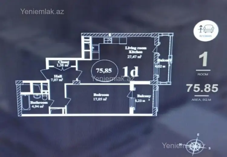 285 000 AZN - 2 otaqlı mənzil Satılır, Yasamal qəs., Yasamal, Bakı