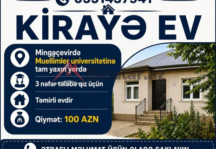 100 AZN - 2 otaqlı mənzil Kirayə (aylıq), Mingəçevir