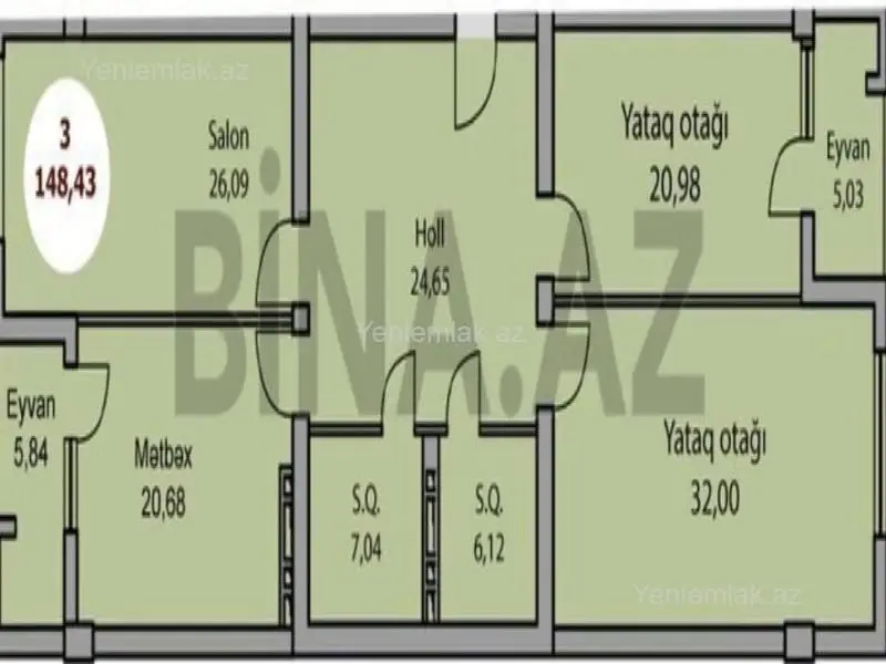 380 000 AZN - 3 otaqlı mənzil Satılır, Nərimanov, Bakı