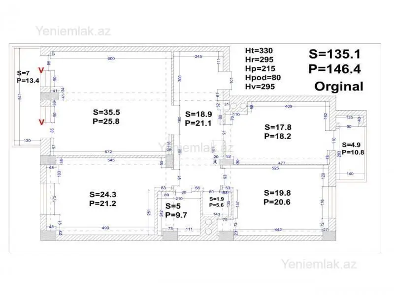 615 000 AZN - 3 otaqlı mənzil Satılır, Ağ şəhər, Xətai, Bakı