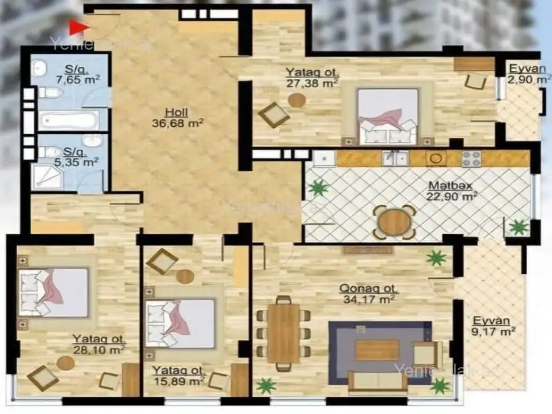 510 000 AZN - 4 otaqlı mənzil Satılır, Nəsimi, Bakı