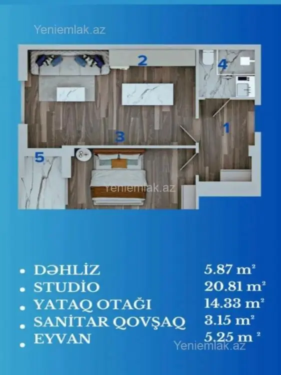 130 000 AZN - 2 otaqlı mənzil Satılır, 7-ci mikrorayon, Binəqədi, Bakı