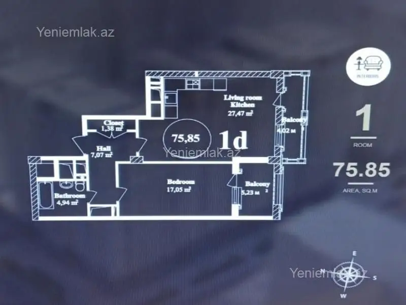 285 000 AZN - 2 otaqlı mənzil Satılır, Yasamal qəs., Yasamal, Bakı