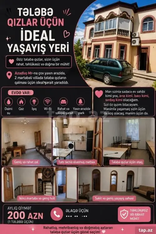 220 AZN - 7 otaqlı mənzil Kirayə (aylıq), 6-cı mikrorayon, Binəqədi, Bakı