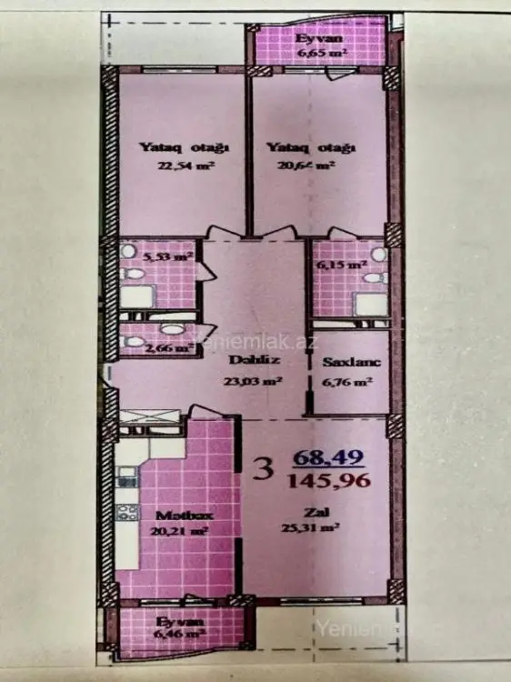 330 000 AZN - 3 otaqlı mənzil Satılır, Nizami, Bakı