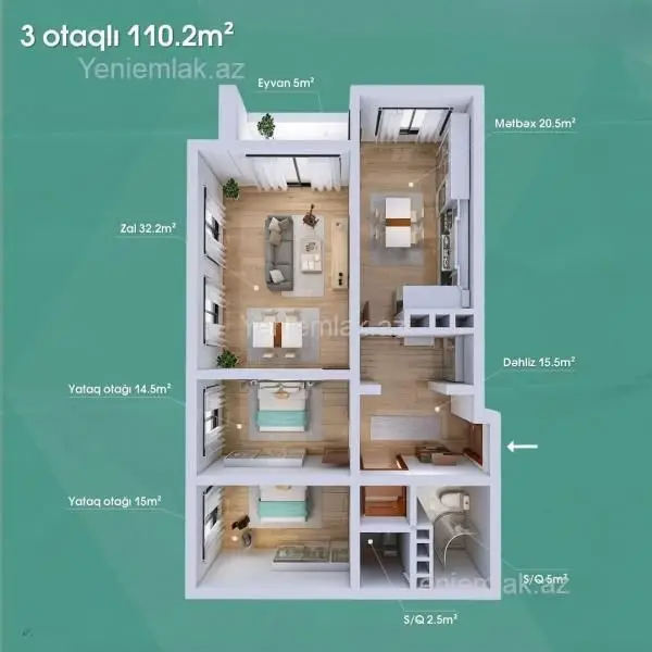 253 000 AZN - 3 otaqlı mənzil Satılır, Xətai, Bakı