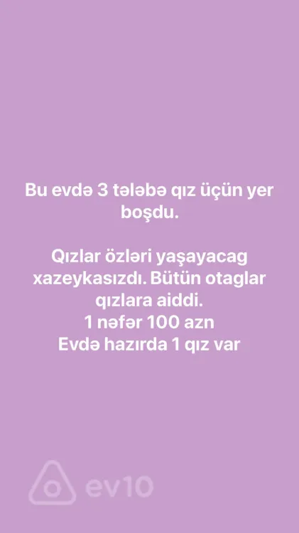 100 AZN - 3 otaqlı mənzil Kirayə (aylıq), Gəncə